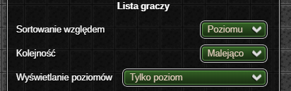 Ustawienia listy graczy