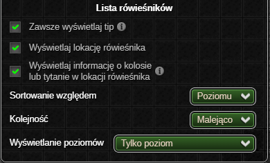 Ustawienia listy rówieśników
